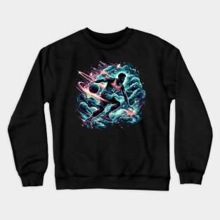 Cosmic Crossover: Where Hoops Meet the Universe Crewneck Sweatshirt